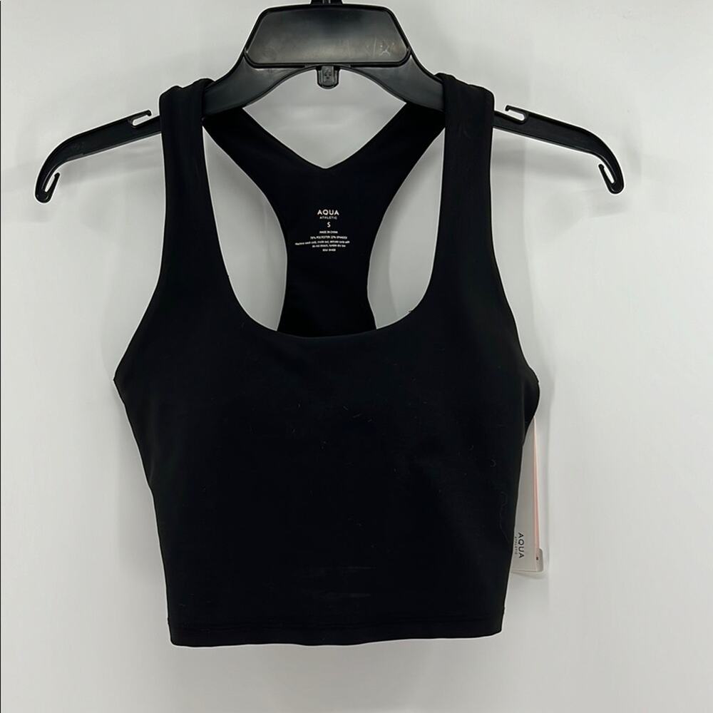 AQUA Athletic Women's Longline Racerback Sports Bra - Black - Small - NWT